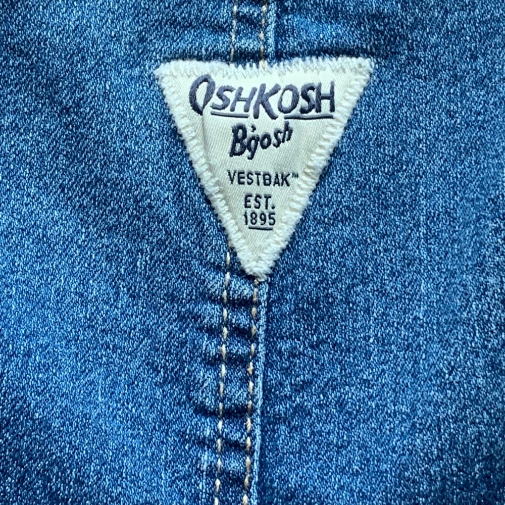 Oshkosh B’gosh Girls Size 9 Months Denim Overalls Embroidered Flowers - Picture 6 of 9